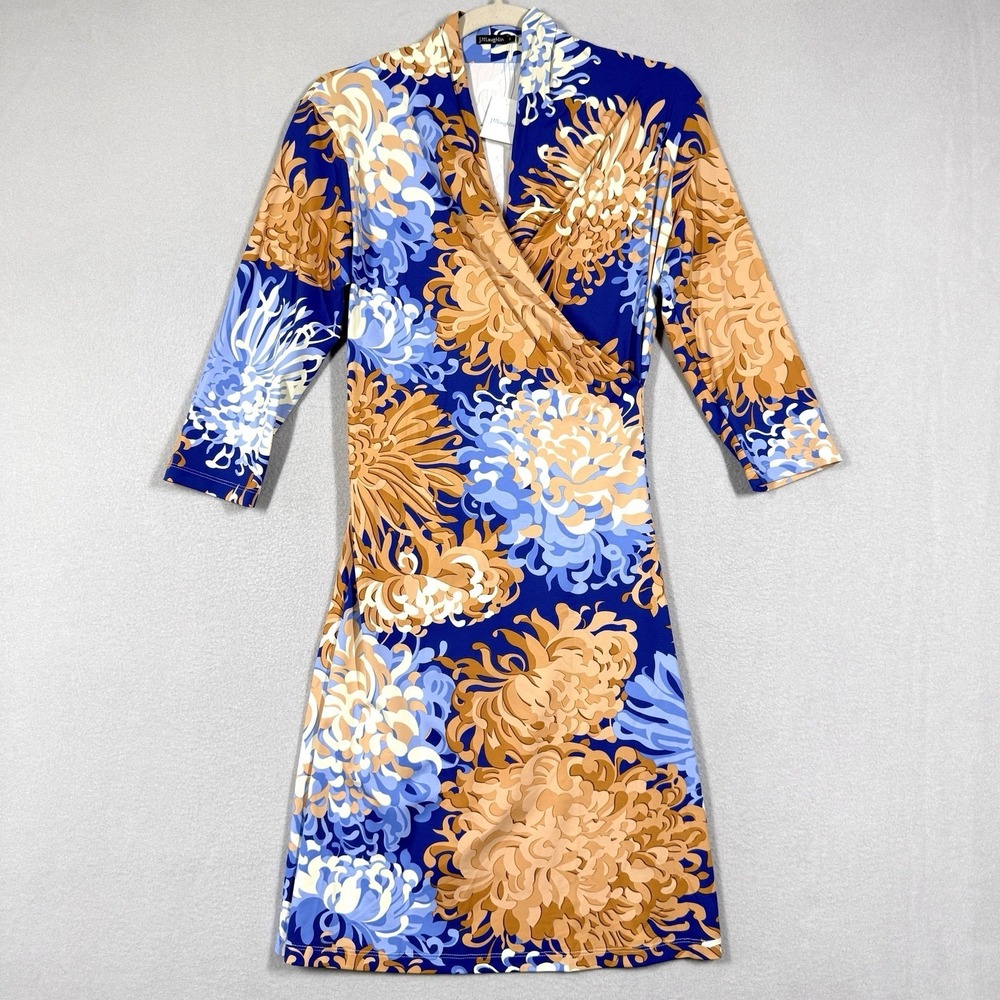 J McLaughlin Dress Womens Small Panama Wrap Brookfield‎ Floral 3/4 Sleeve NWT